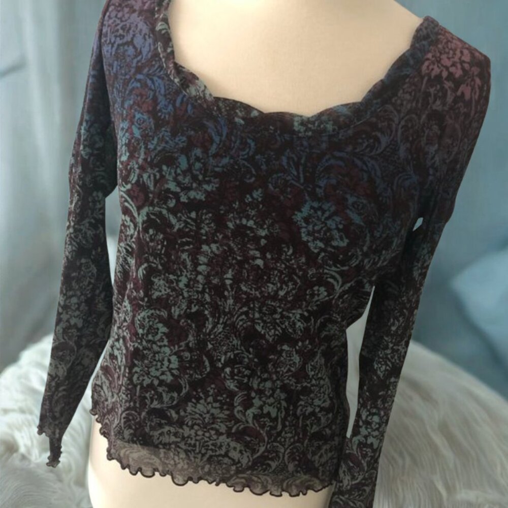 Sheer Lined Blouse in Plum and Blue